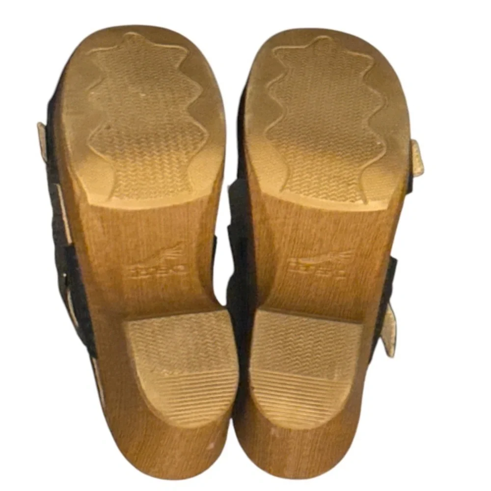 Authentic Dansko designer signature comfort black leather sandals sz 10